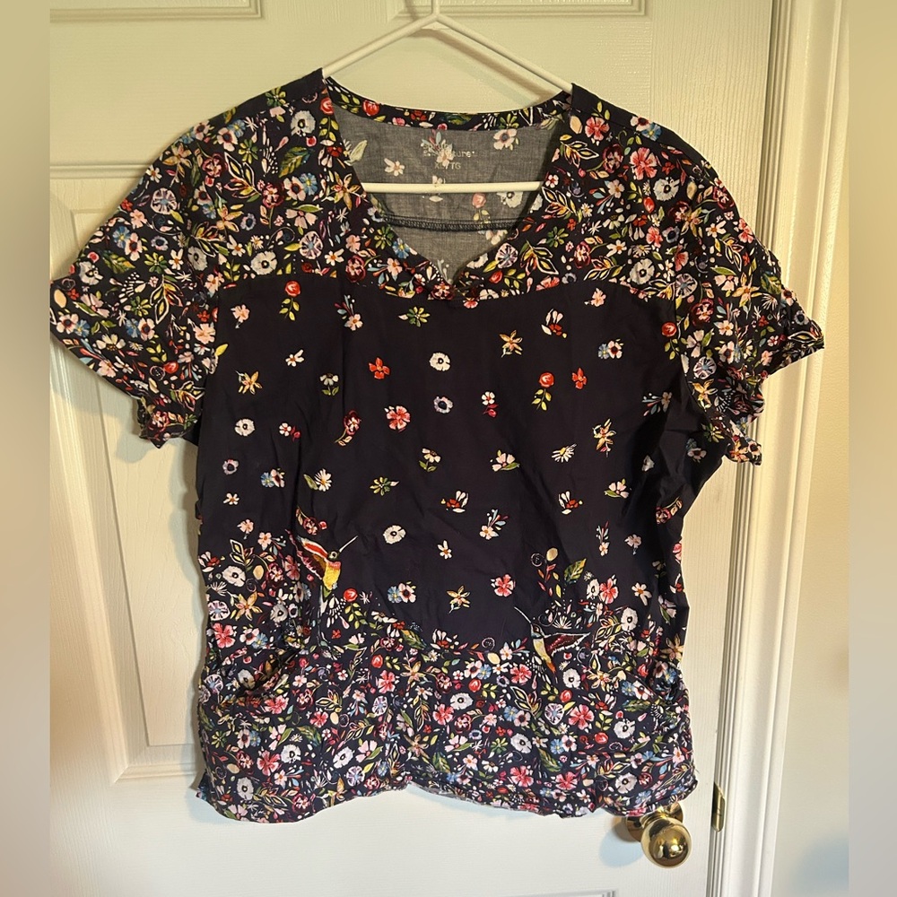 Floral Print Women's Scrub Top
